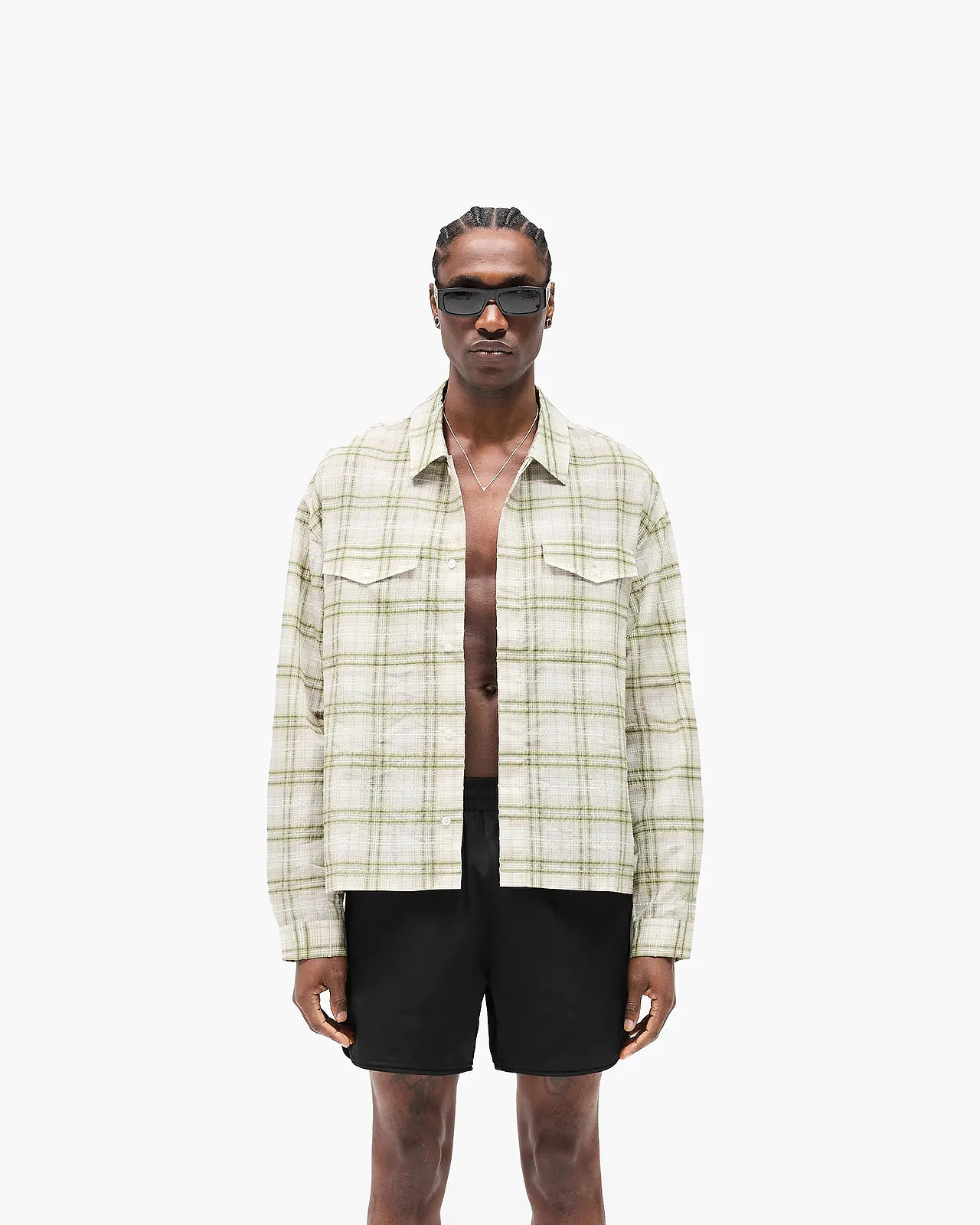 Sheer Long Sleeve Flannel Shirt